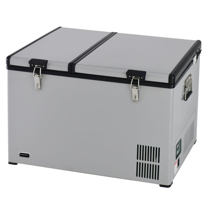 Whynter 90 Quart Dual Zone Portable Fridge/ Freezer with 12v Option and Wheels | FM-901DZ