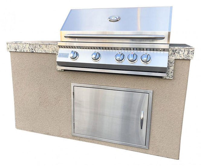 KoKoMo Grills The 5' Maldives BBQ Island with Built In 4 Burner BBQ Grill and Access Door
