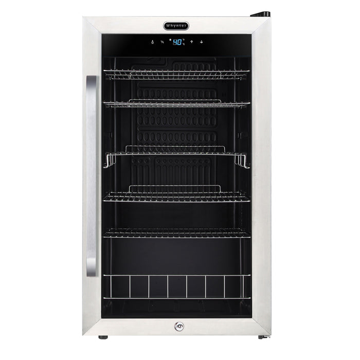 Whynter 121 Can Freestanding Beverage Refrigerator cooler with Digital Control and Lock Stainless Steel | BR-1211DS
