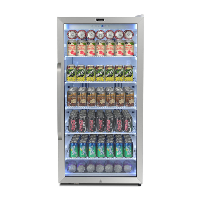 Whynter Commercial 8.1 cu. ft. Stainless Steel Commercial Beverage Merchandiser Display Refrigerator with Superlit Door and Lock – White | CBM-815WS/CBM-815WSa