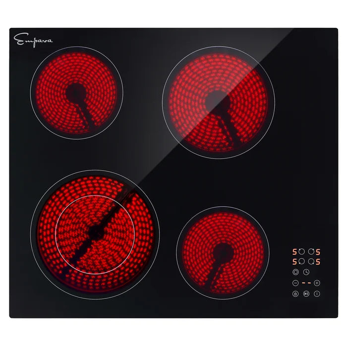 Empava 24 in. Built-in Electric Radiant Cooktop with 4 Elements in Black | EMPV-24REC11