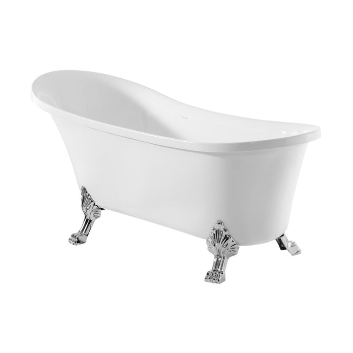 Swiss Madison Cache Single Slipper, Clawfoot Soaking Acrylic Bathtub, Chrome Clawfoot | SM-FB585CC