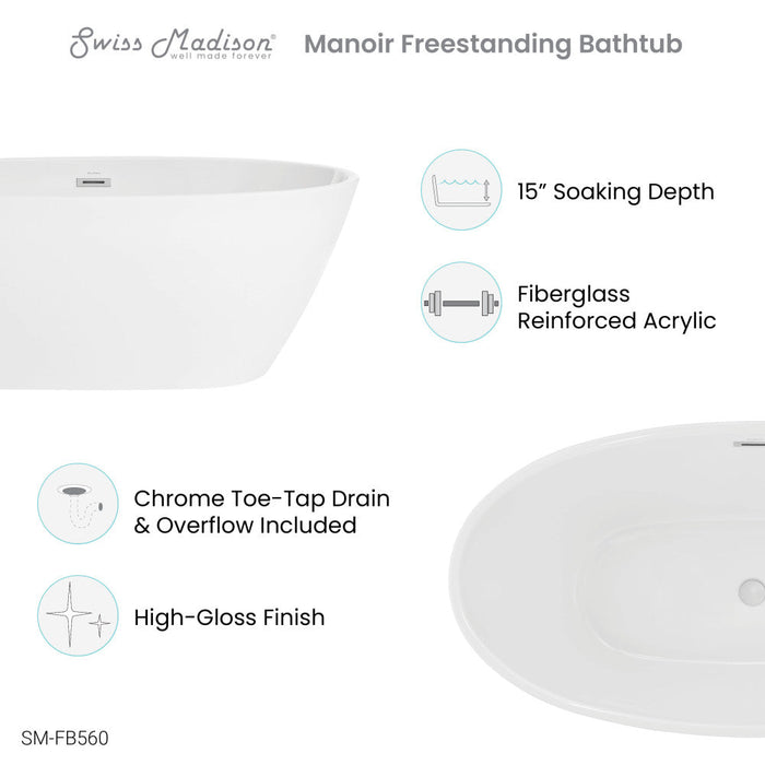 Swiss Madison Manoir 60" Freestanding Bathtub | SM-FB560
