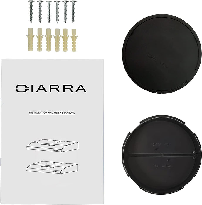 CIARRA 30" 200 CFM Under Cabinet Convertible Range Hood in Black