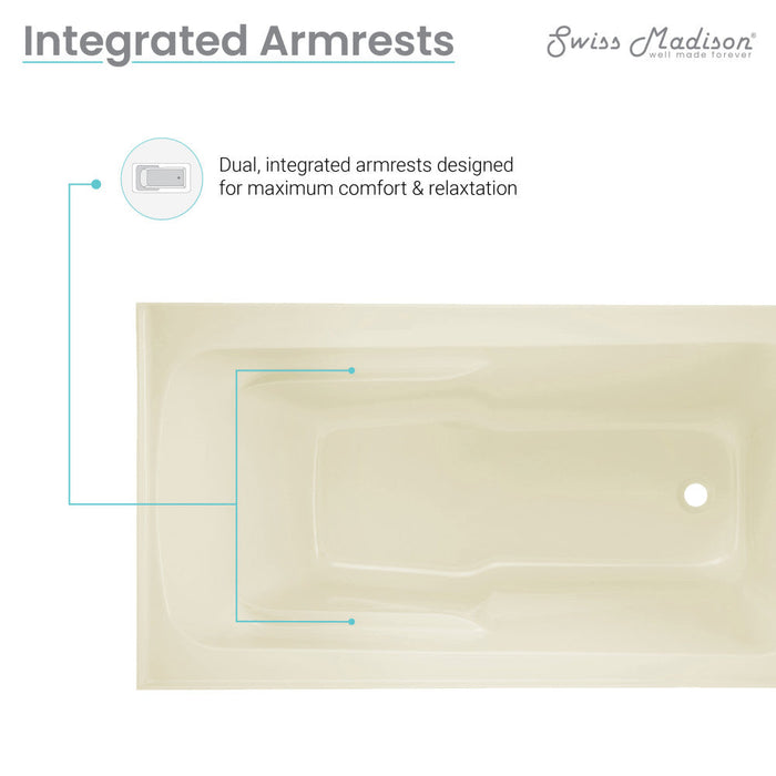 Swiss Madison Voltaire 54" x 30" Right-Hand Drain Alcove Bathtub with Apron in Bisque | SM-AB550BQ