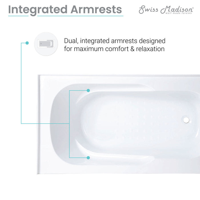 Swiss Madison Ivy 60" x 30" Right-Hand Drain Alcove Bathtub with Apron | SM-AB546
