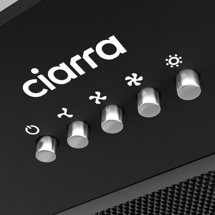 CIARRA 20" 450 CFM Built-in Under Cabinet Range Hood Insert in Black with LED Lights