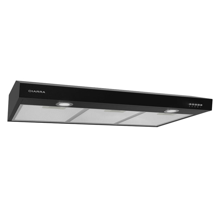 CIARRA 30" 200 CFM Under Cabinet Convertible Range Hood in Black with LED Lights