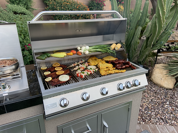 KoKoMo Grills Teppanyaki, Griddle, Built in BBQ Grill with Side Burner, Storage Drawers 7'6"