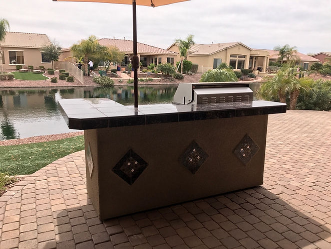 KoKoMo Grills St. John 7'6" BBQ Island W High Bar on three sides and Lights 4 Burner BBQ Grill