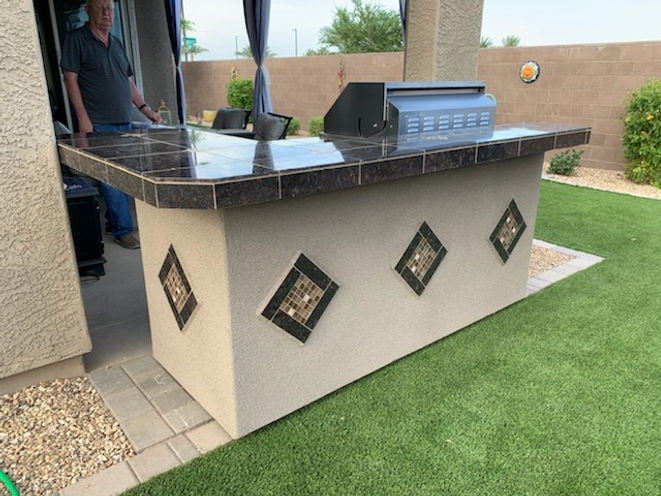 KoKoMo Grills St. John 7'6" BBQ Island W High Bar on three sides and Lights 4 Burner BBQ Grill