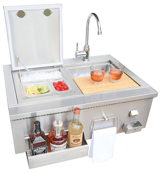 KoKoMo Grills 30" Built in Bartender Cocktail Station with Sink Bottle Opener and Ice Chest