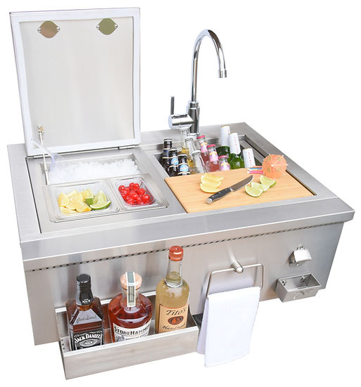 KoKoMo Grills 30" Built in Bartender Cocktail Station with Sink Bottle Opener and Ice Chest