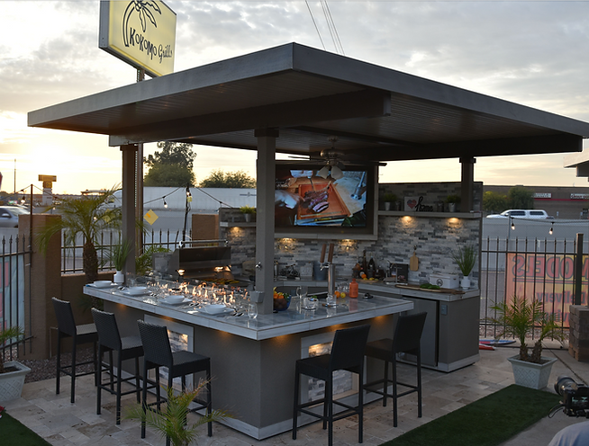 KoKoMo Grills Best Outdoor Kitchen Bermuda BBQ Island with TV