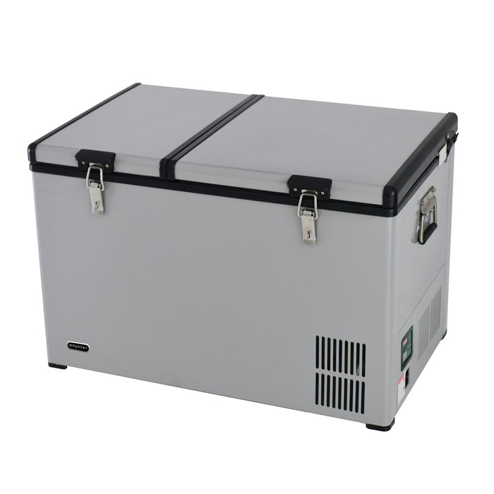 Whynter 90 Quart Dual Zone Portable Fridge/ Freezer with 12v Option and Wheels | FM-901DZ