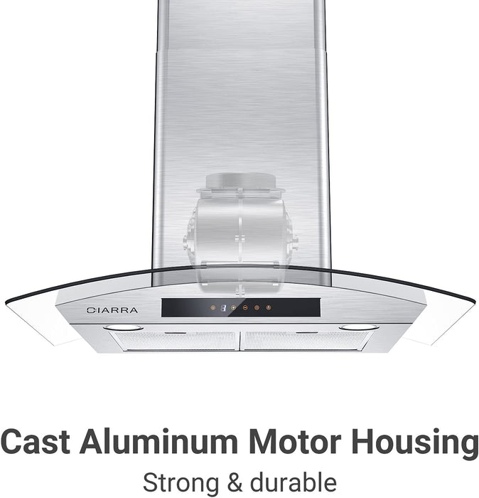 CIARRA 30" 450 CFM Wall Mount Convertible Range Hood in Stainless Steel with Touch Controls and LED Lights