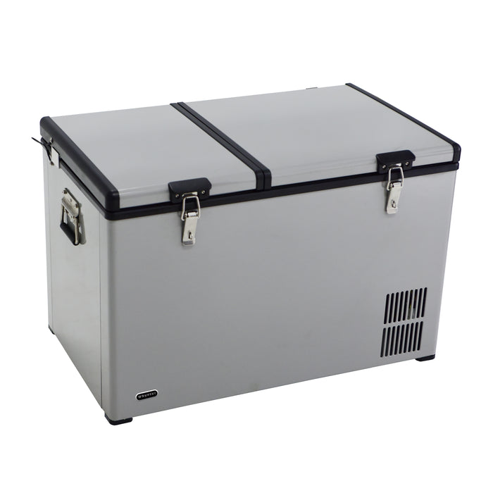 Whynter 90 Quart Dual Zone Portable Fridge/ Freezer with 12v Option and Wheels | FM-901DZ