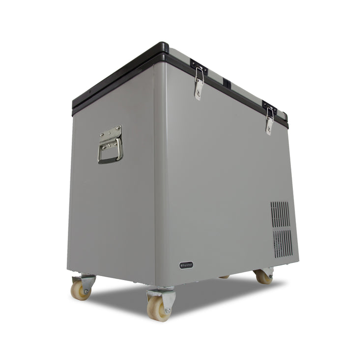 Whynter 90 Quart Dual Zone Portable Fridge/ Freezer with 12v Option and Wheels | FM-901DZ
