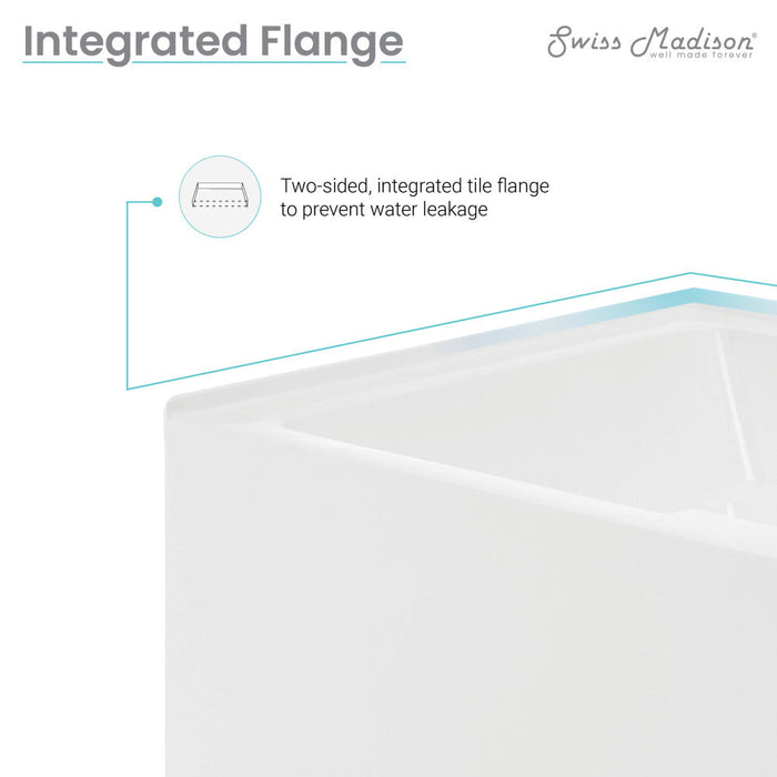 Swiss Madison Voltaire 72" x 36" Right-Hand Drain Alcove Bathtub with Apron and Armrest | SM-AB555