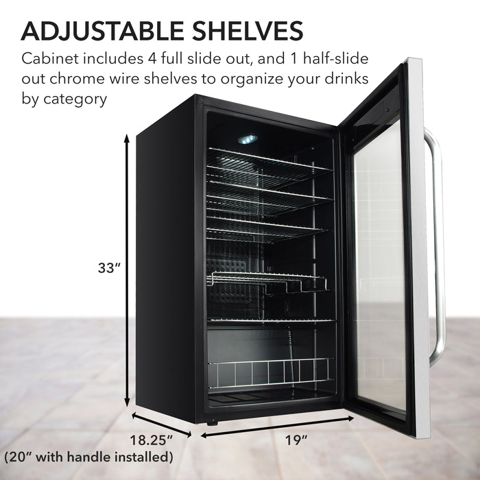 Whynter 121 Can Freestanding Beverage Refrigerator cooler with Digital Control and Lock Stainless Steel | BR-1211DS