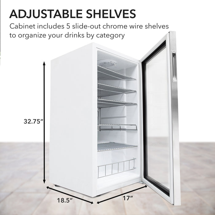Whynter 120 Can Freestanding Beverage Refrigerator cooler with Lock Stainless Steel | BR-128WS
