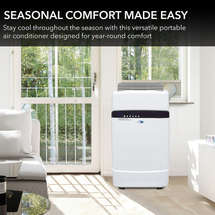 Whynter 12,000 BTU (6,936 BTU SACC) Dual Hose Cooling Portable Air Conditioner, Dehumidifier, and Fan with Activated Carbon Filter plus Storage bag, up to 400 sq ft in White | ARC-12SD