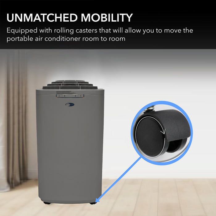 Whynter 13,000 BTU (6,345 BTU SACC) Dual Hose Cooling Portable Air Conditioner, Dehumidifier, and Fan with Activated Carbon Filter in Gray plus Storage bag for, up to 420 sq ft in Grey | ARC-131GD