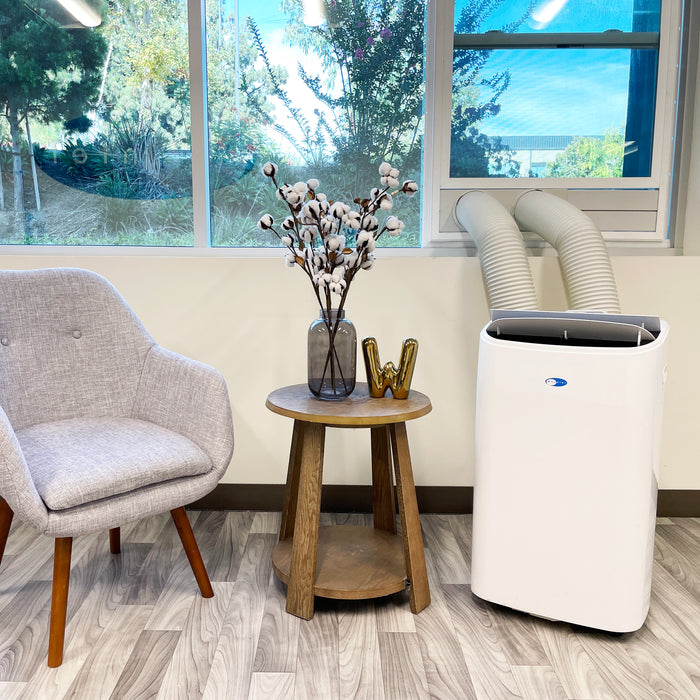 Whynter 14,000 BTU (10,000 BTU SACC) Dual Hose Cooling Portable Air Conditioner, Dehumidifier, and Fan with Remote Control, HEPA, and Carbon Filter, up to 500 sq ft in White | ARC-147WF