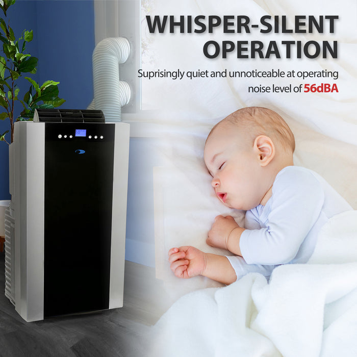 Whynter 14,000 (9,500 BTU SACC) BTU Dual Hose Cooling Portable Air Conditioner, Dehumidifier, and Fan with Activated Carbon Filter plus Storage bag, up to 500 sq ft in Platinum/Black | ARC-14S
