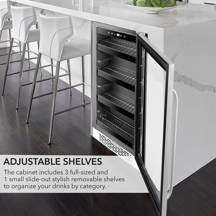 Whynter 15 inch Built-In 80 Can Undercounter Stainless Steel Beverage Refrigerator cooler with Reversible Door, Digital Control, Lock and Carbon Filter | BBR-838SB