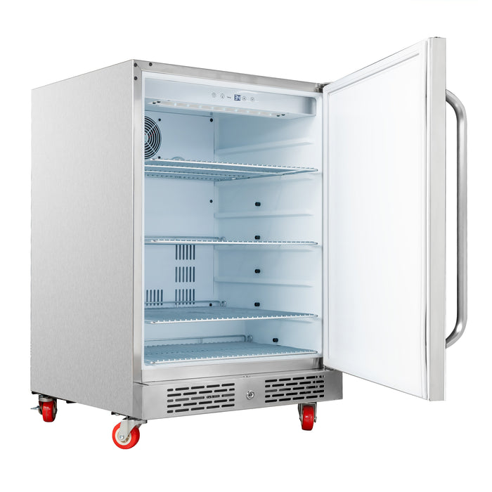 Whynter 24" Built-In Energy Star 5.3 cu. ft. Indoor/Outdoor Beverage Refrigerator Cooler Weather Proof in Stainless Steel with Lock and Optional Caster Wheels | BOR-53024-SSW/BOR-53024-SSWa