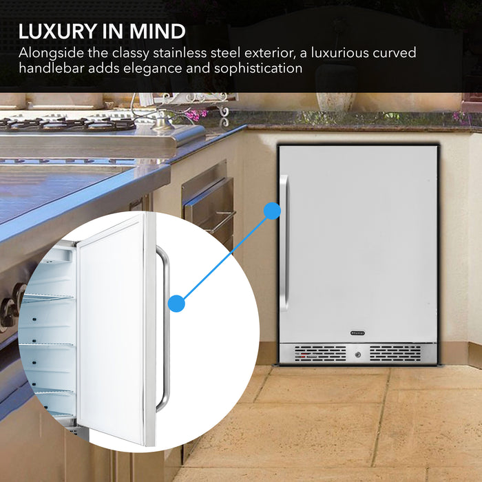 Whynter 24" Built-In Energy Star 5.3 cu. ft. Indoor/Outdoor Beverage Refrigerator Cooler Weather Proof in Stainless Steel with Lock and Optional Caster Wheels | BOR-53024-SSW/BOR-53024-SSWa