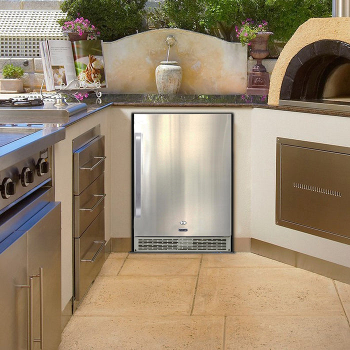 Whynter 24" Built-In Energy Star 5.3 cu. ft. Indoor/Outdoor Beverage Refrigerator Cooler Weather Proof in Stainless Steel with Lock and Optional Caster Wheels | BOR-53024-SSW/BOR-53024-SSWa