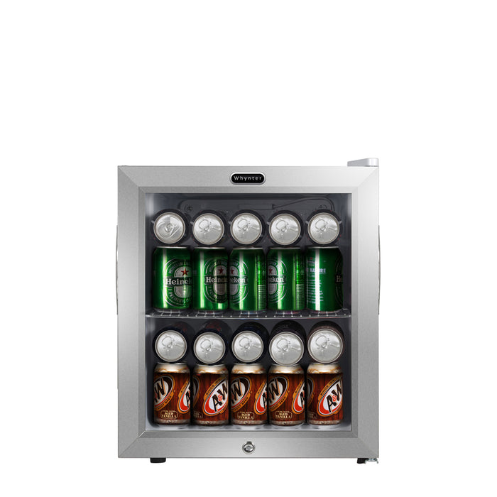 Whynter 62 Can Freestanding Beverage Refrigerator cooler With Lock Stainless Steel | BR-062WS