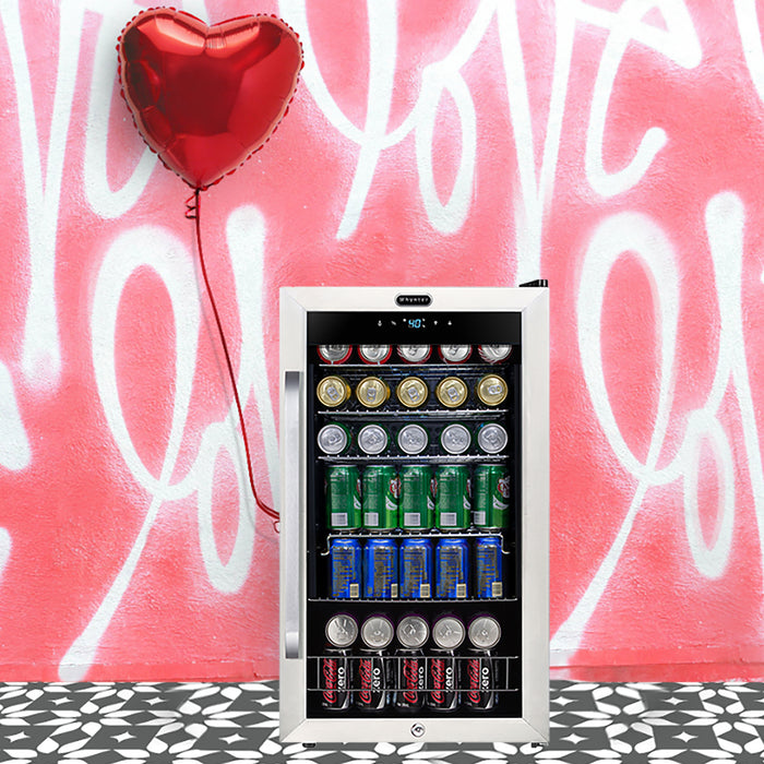 Whynter 121 Can Freestanding Beverage Refrigerator cooler with Digital Control and Lock Stainless Steel | BR-1211DS
