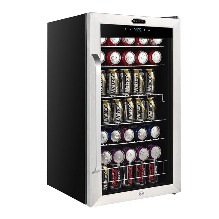 Whynter 121 Can Freestanding Beverage Refrigerator cooler with Digital Control and Lock Stainless Steel | BR-1211DS