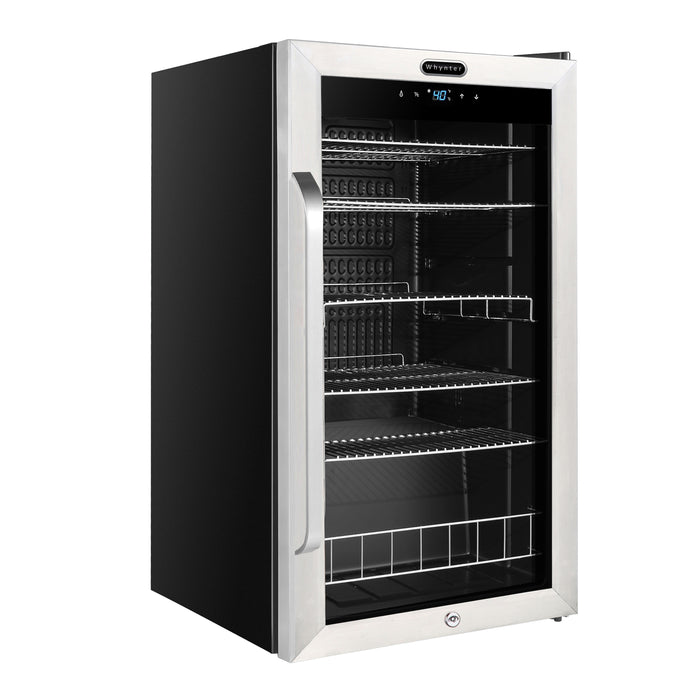 Whynter 121 Can Freestanding Beverage Refrigerator cooler with Digital Control and Lock Stainless Steel | BR-1211DS