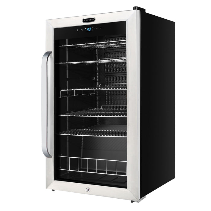 Whynter 121 Can Freestanding Beverage Refrigerator cooler with Digital Control and Lock Stainless Steel | BR-1211DS