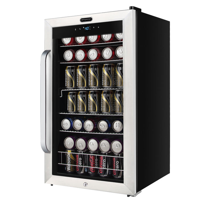 Whynter 121 Can Freestanding Beverage Refrigerator cooler with Digital Control and Lock Stainless Steel | BR-1211DS