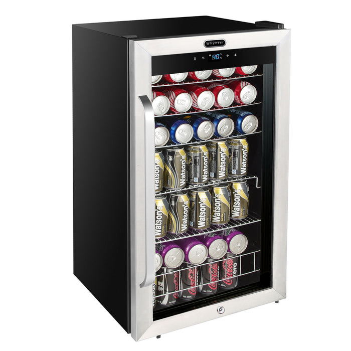 Whynter 121 Can Freestanding Beverage Refrigerator cooler with Digital Control and Lock Stainless Steel | BR-1211DS