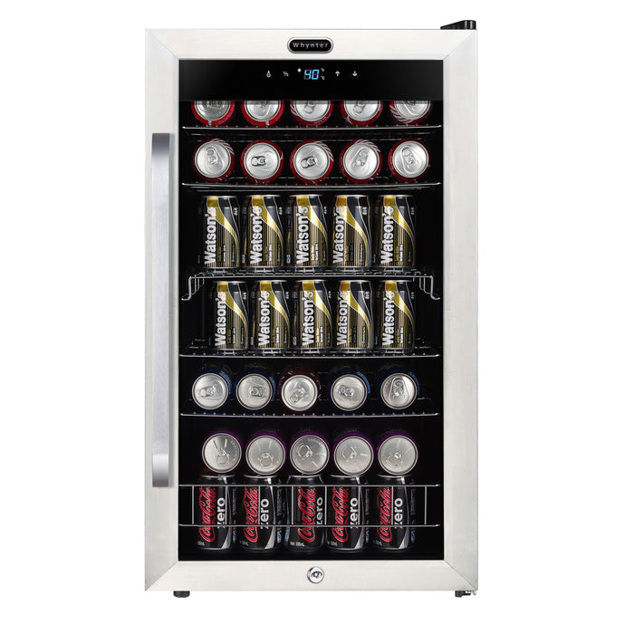 Whynter 121 Can Freestanding Beverage Refrigerator cooler with Digital Control and Lock Stainless Steel | BR-1211DS
