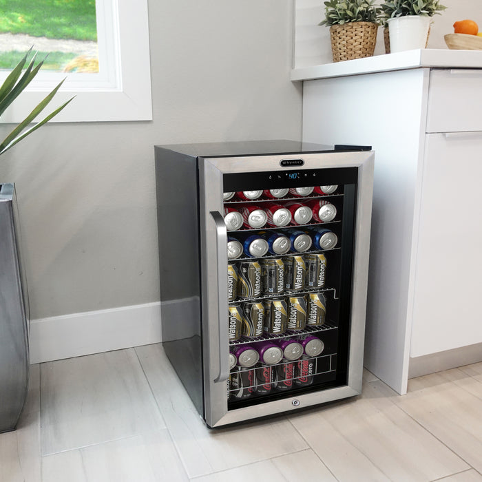 Whynter 121 Can Freestanding Beverage Refrigerator cooler with Digital Control and Lock Stainless Steel | BR-1211DS