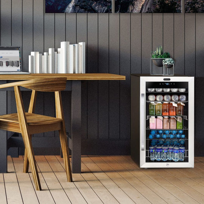 Whynter 121 Can Freestanding Beverage Refrigerator cooler with Digital Control and Lock Stainless Steel | BR-1211DS
