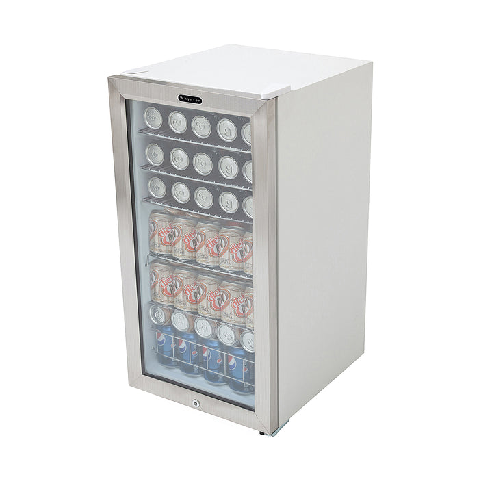 Whynter 120 Can Freestanding Beverage Refrigerator cooler with Lock Stainless Steel | BR-128WS