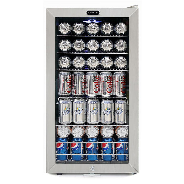 Whynter 120 Can Freestanding Beverage Refrigerator cooler with Lock Stainless Steel | BR-128WS