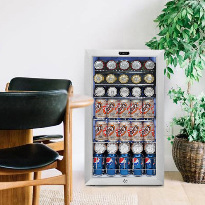 Whynter 120 Can Freestanding Beverage Refrigerator cooler with Lock Stainless Steel | BR-128WS