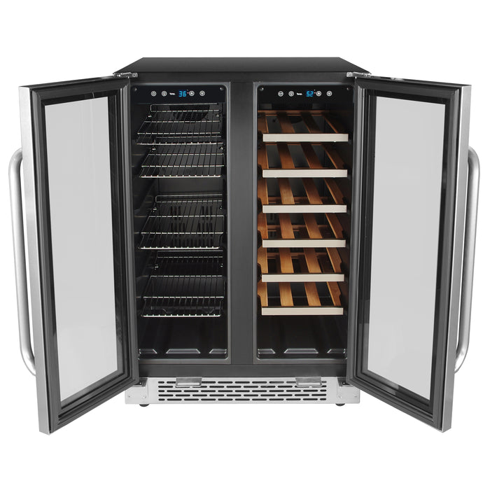 Whynter 24″ Built-In French Door Dual Zone 20 Bottle Wine Refrigerator 60 Can Beverage Center | BWB-2060FDS/BWB-2060FDSa