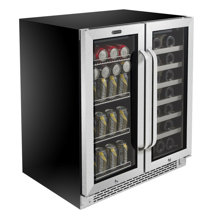 Whynter 30″ Built-In French Door Dual Zone 33 Bottle Wine Refrigerator 88 Can Beverage Center | BWB-3388FDS/BWB-3388FDSa