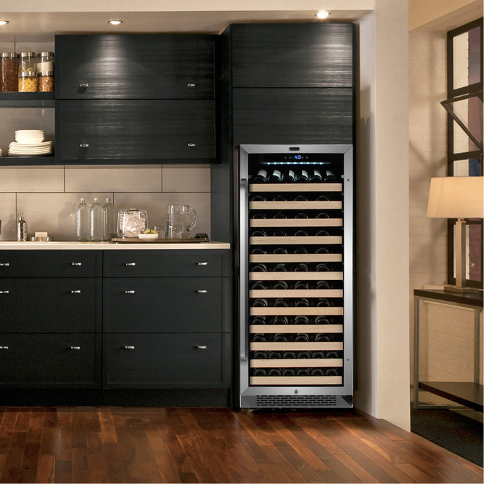Whynter BWR-1002SD/BWR-1002SDa 24" 100 Bottle Large Capacity Built-in Stainless Steel Compressor Wine Refrigerator with Display Rack and LED display