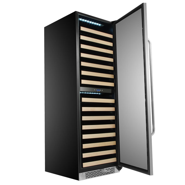 Whynter BWR-1642DZ/BWR-1642DZa 24" 164 Bottle Large Capacity Built-in Stainless Steel Dual Zone Compressor Wine Refrigerator with Display Rack and LED display